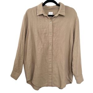 ARITZIA Wilfred Free Sail Shirt Organic Cotton Button-Up Shirt Tan M